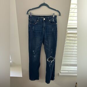 Indigo Blue Skinny Jeans with Distressed Details